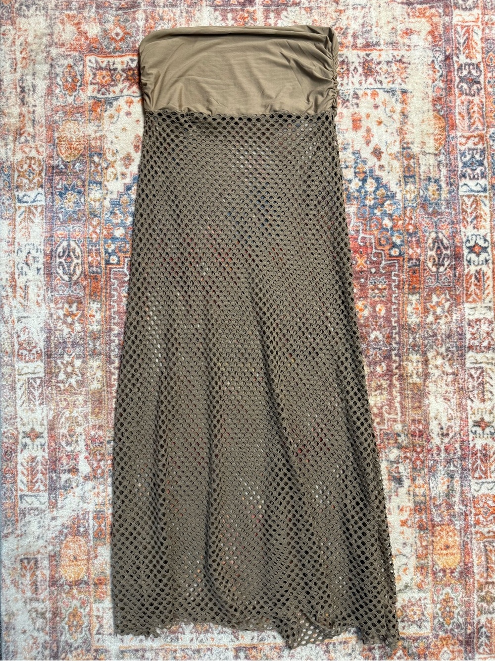 NEVER WORN Brown Mesh Swim Cover Up Maxi Skirt OS